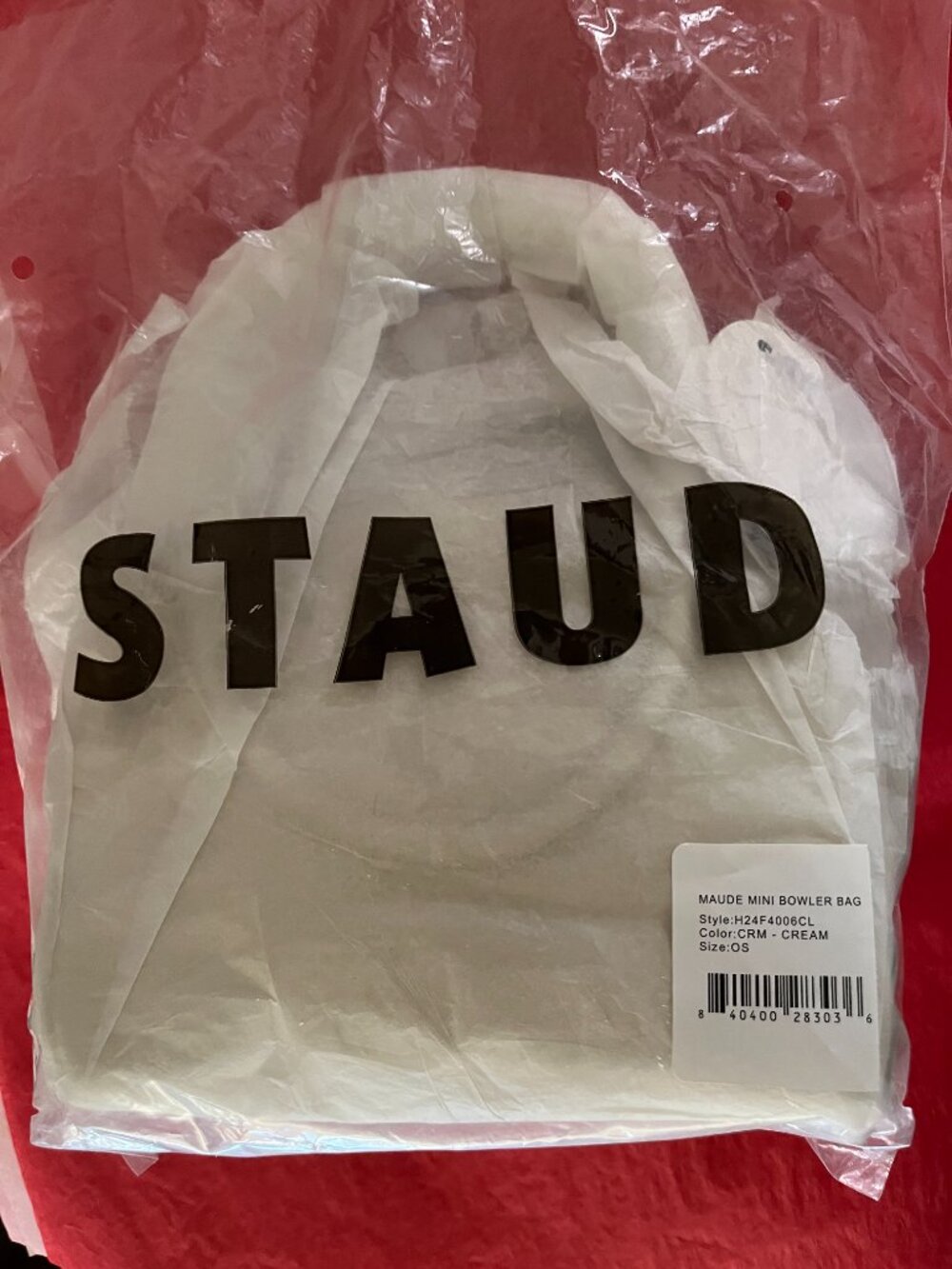 STAUD Mini Maude Leather Bowler Bag in Cream NWT - Picture 8 of 11